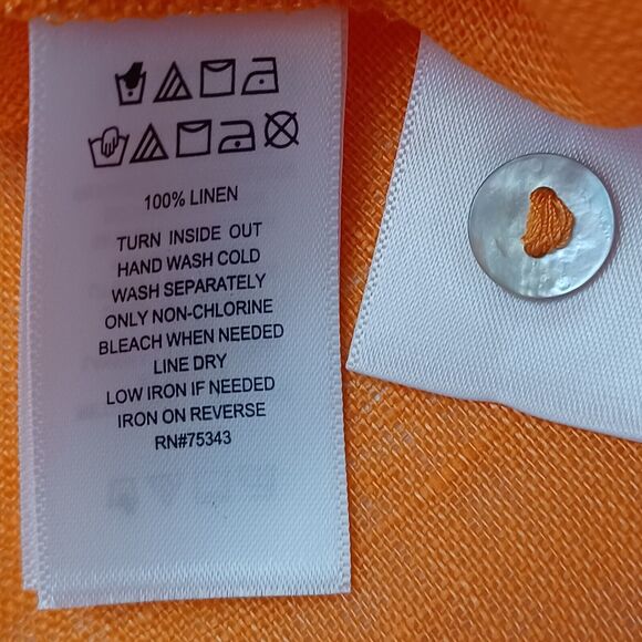 C&C California Linen Top Size S Orange Long Sleeve Button Up Tunic Shirt NEW - Picture 7 of 8